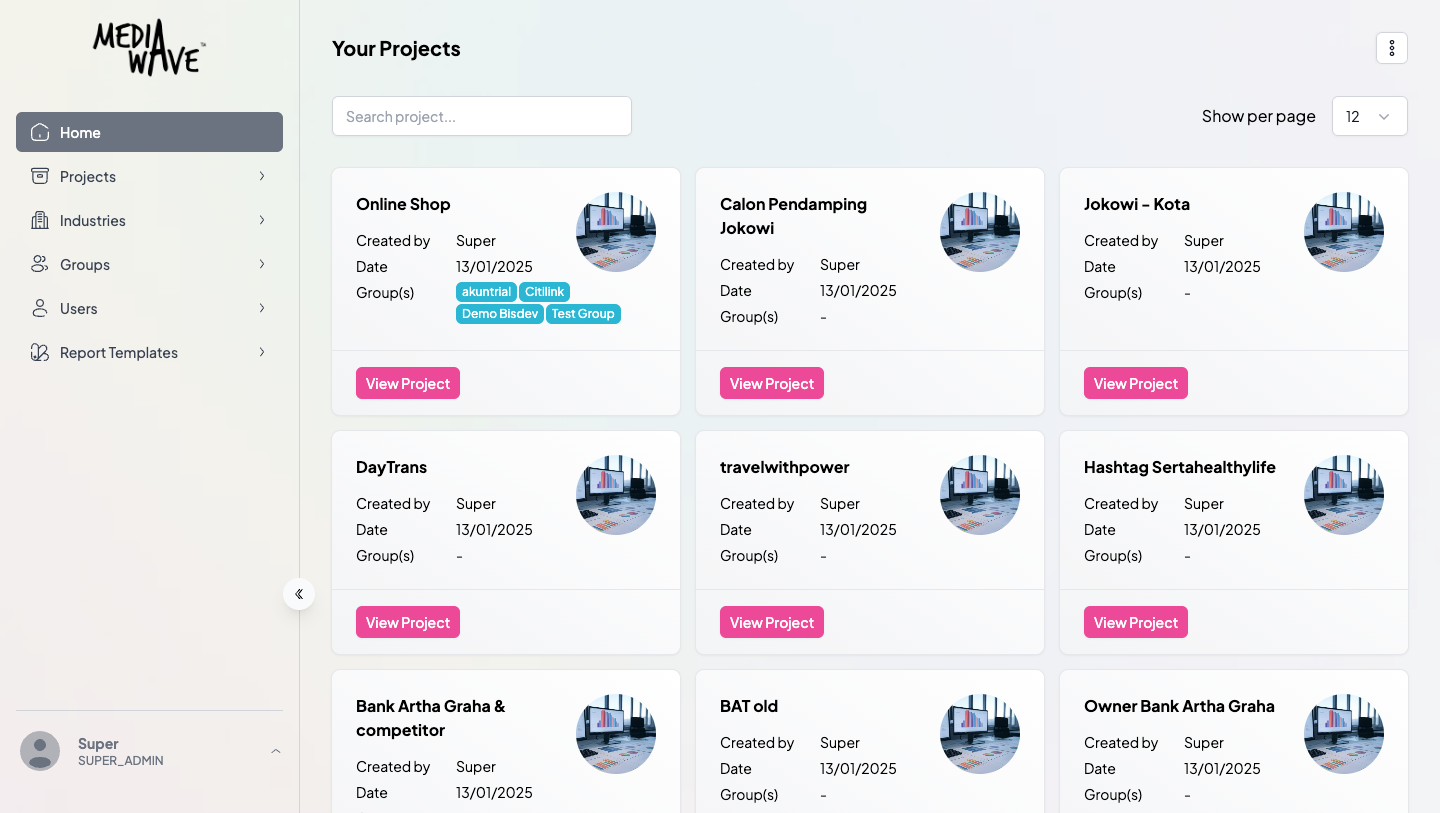 Projects Page